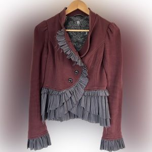 Free People Military Ruffle Jacket